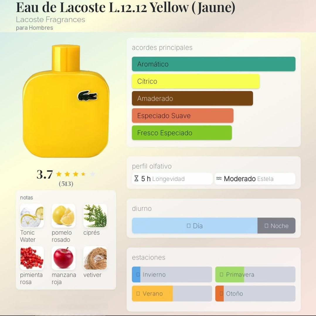 Lacoste L.12.12. Yellow 100ml EDT 1.1 Premium